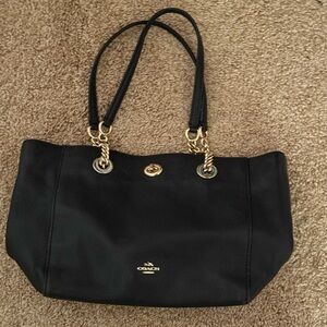 Coach Black Leather Tote Bag